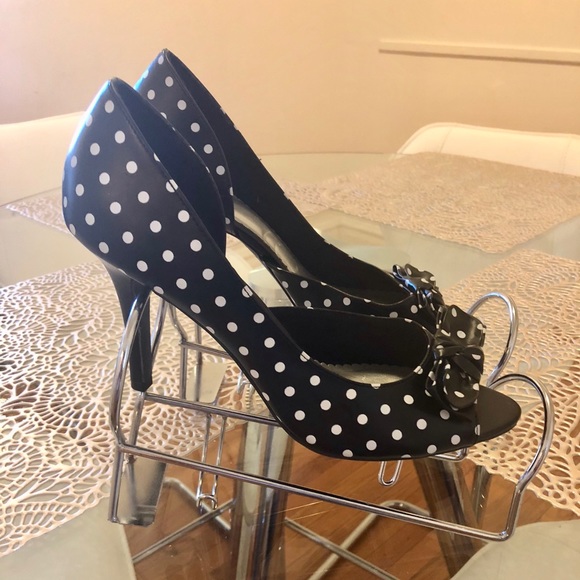 FIONI Clothing Shoes - Peep toe polka dots pumps